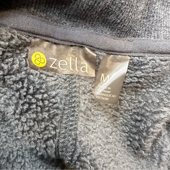 Zella Sweater Womens Sweatshirt Cardigan Cowl Neck Stretchy Pockets Gray Medium - Picture 8 of 8